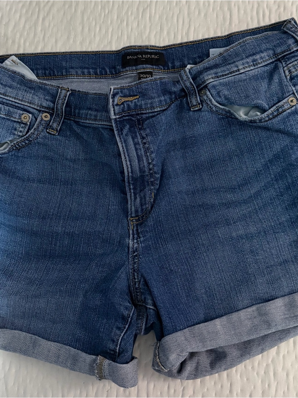 Banana Republic Medium Blue Denim Shorts with Branded Button